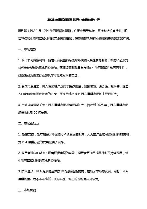 2023年薄膜级聚乳酸行业市场前景分析