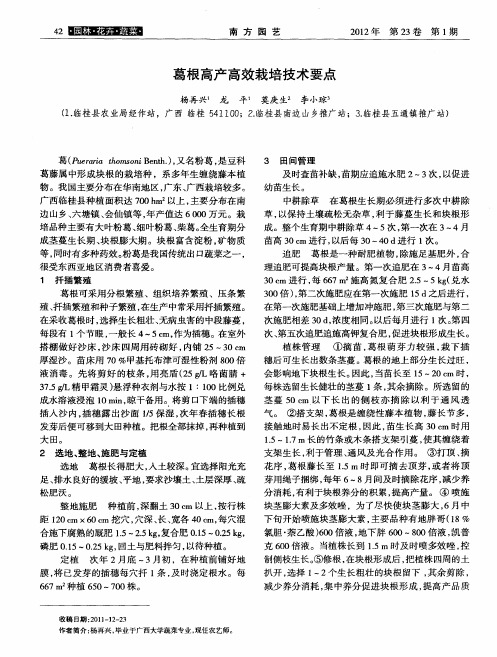 葛根高产高效栽培技术要点