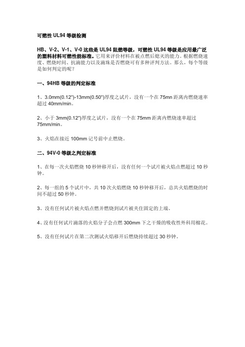 可燃性UL94等级检测