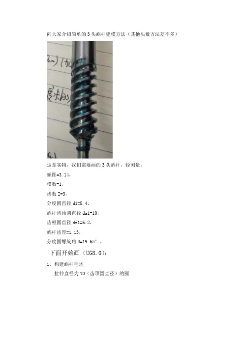 3头蜗杆建模方法