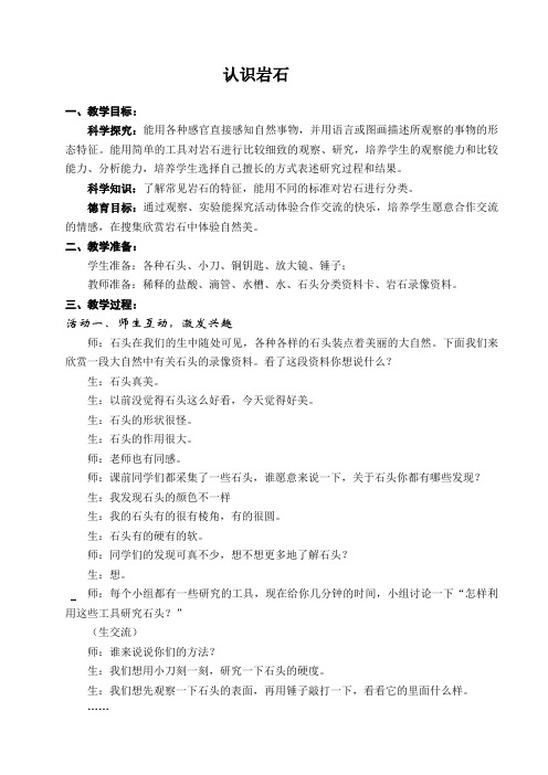 认识岩石小学科学教学设计教案