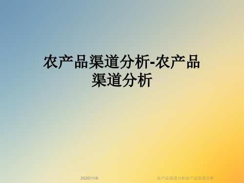 农产品渠道分析农产品渠道分析