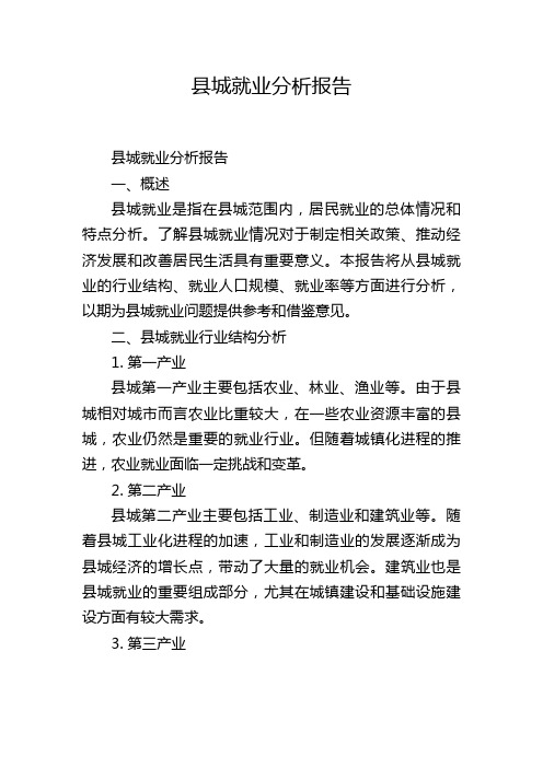 县城就业分析报告