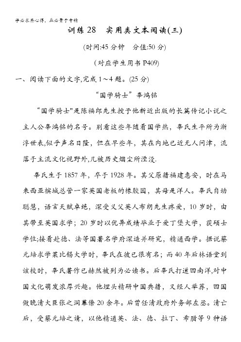 2014高考语文一轮复习配套训练(新课标)：限时训练28含答案