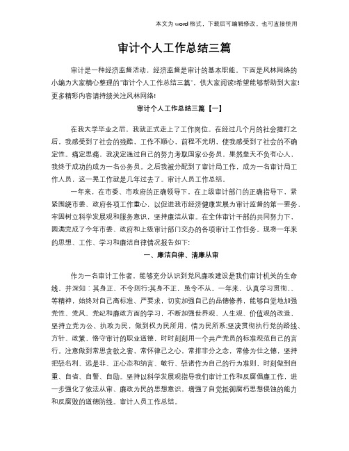 2018年审计个人工作总结三篇