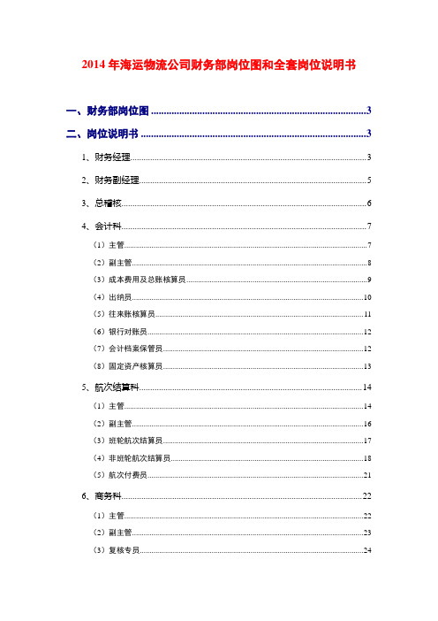 2014年海运物流公司财务部岗位图和全套岗位说明书