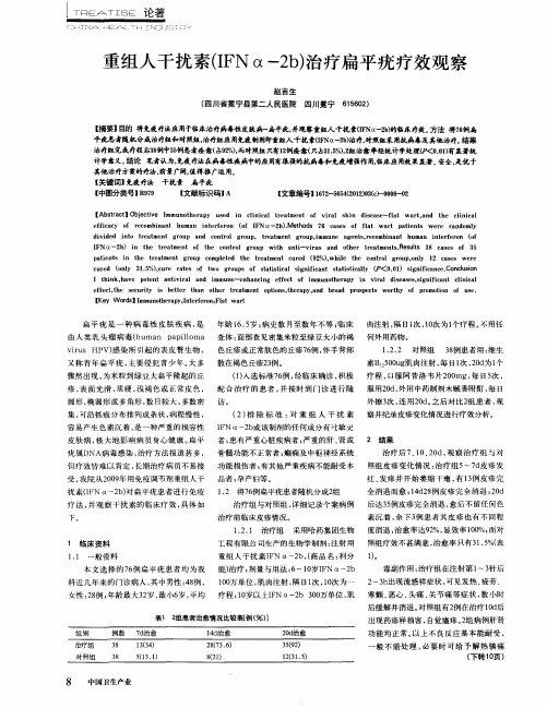 重组人干扰素(IFNα-2b)治疗扁平疣疗效观察