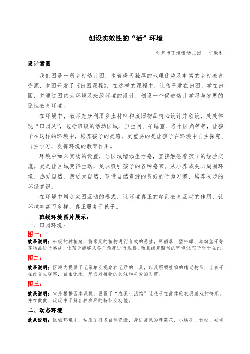 环境创设设计意图