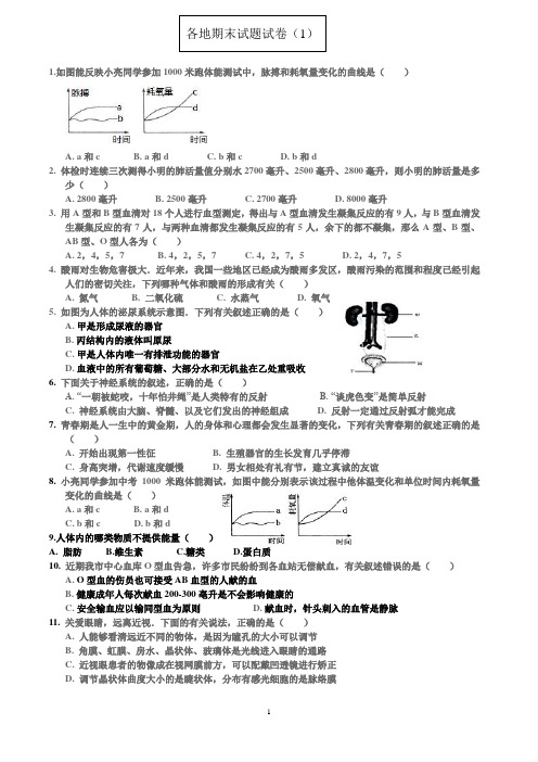 七年级生物各地期末错题集