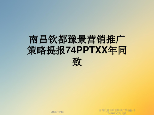 南昌钦都豫景营销推广策略提报74PPTXX年同致