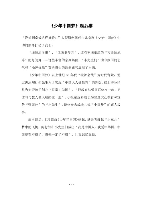 《少年中国梦》观后感_六年级作文