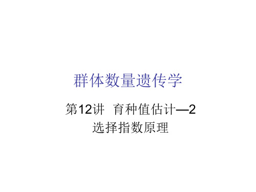 第12讲育种值估计-2选择指数原理 群体与数量遗传学 教学课件