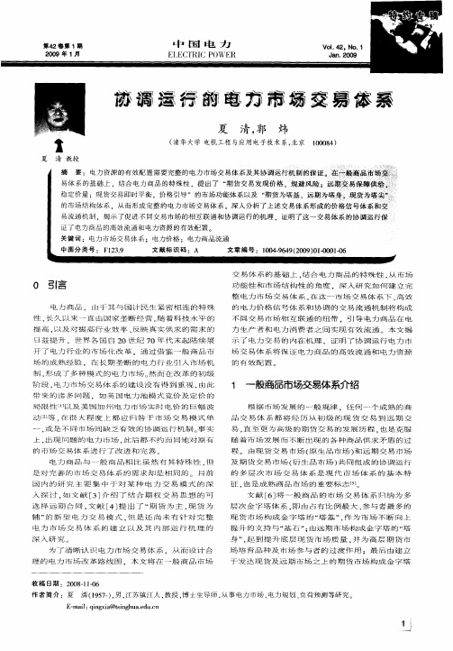 协调运行的电力市场交易体系