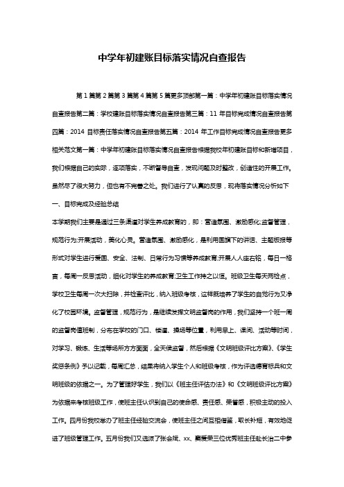 中学年初建账目标落实情况自查报告