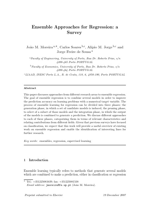 Ensemble Approaches for Regression a Survey