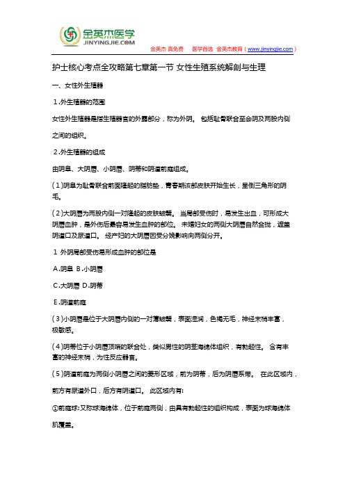 护士核心考点全攻略第七章第一节 女性生殖系统解剖与生理