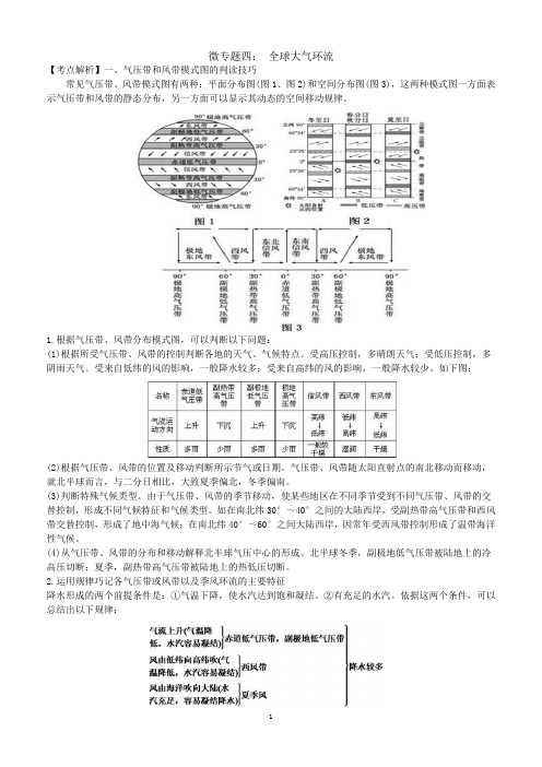 高考地理微专题(考点解析+强化训练+答案解析)：大气环境专题微专题四： 全球大气环流