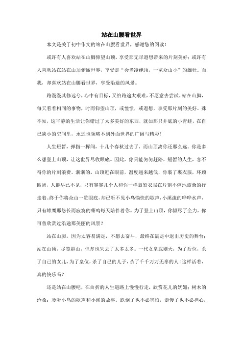 站在山腰看世界_初中作文