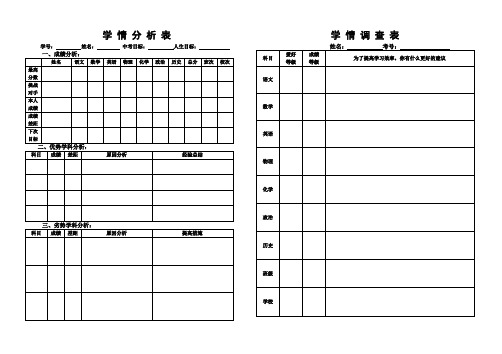 学生考试分析与总结表格