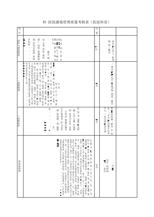 医院感染管理质量考核表(医技科室)