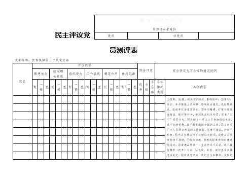 民主评议党员测评表