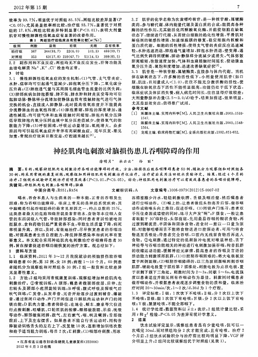 神经肌肉电刺激对脑损伤患儿吞咽障碍的作用