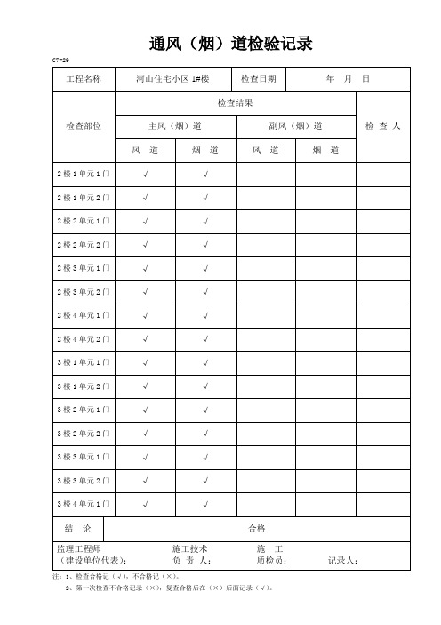3、通风(烟)道检查记录