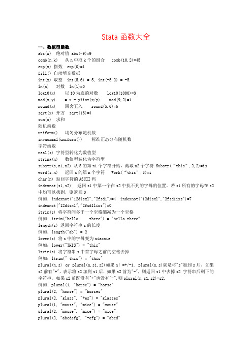 Stata函数大全