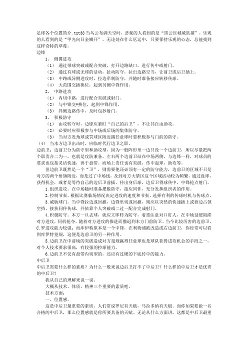 足球各个位置简介