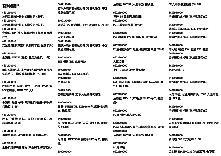 鞋类HS编码