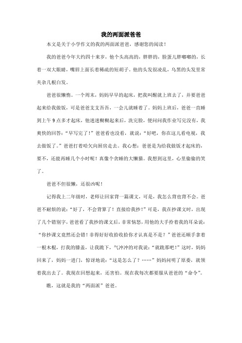 我的两面派爸爸_小学作文