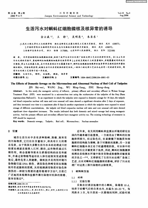 生活污水对蝌蚪红细胞微核及核异常的诱导