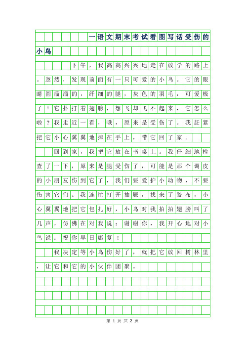 2019年一年级语文期末考试看图写话-受伤的小鸟