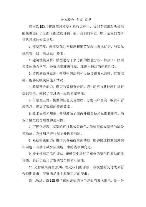bim验收 专家 意见
