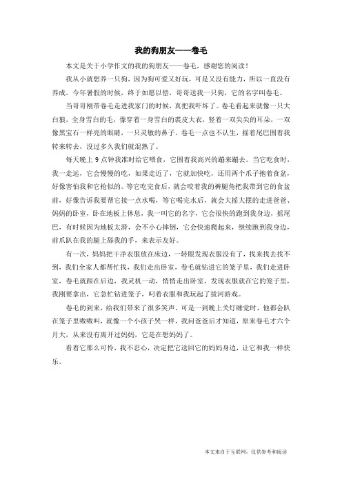我的狗朋友——卷毛_小学作文