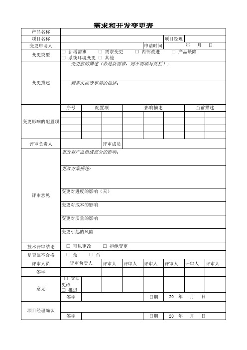 项目开发需求变更申请