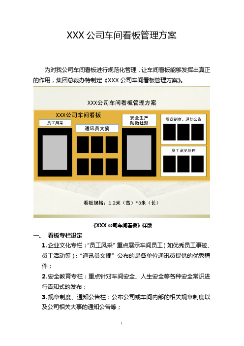 XXX公司车间看板管理方案