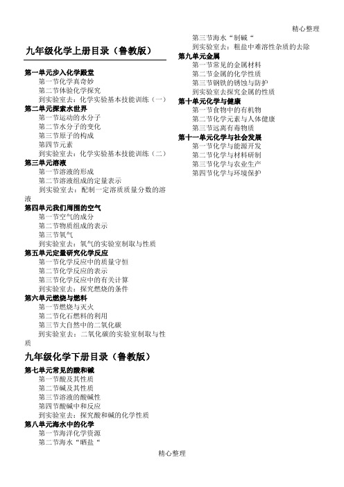 九年级化学目录(鲁教版)