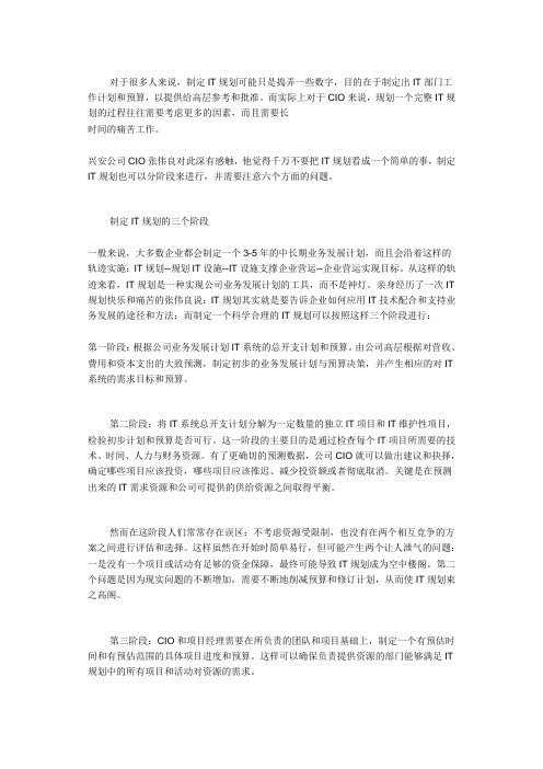 IT规划三个原则六项注意