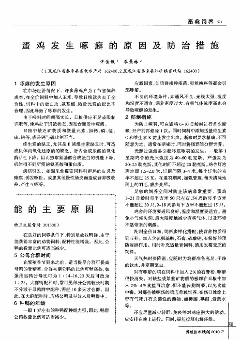 蛋鸡发生啄癖的原因及防治措施