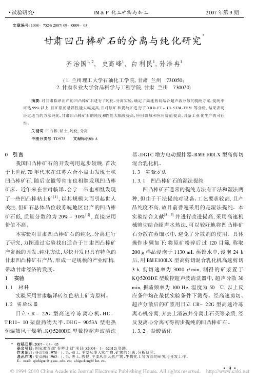 甘肃凹凸棒矿石的分离与纯化研究_齐治国