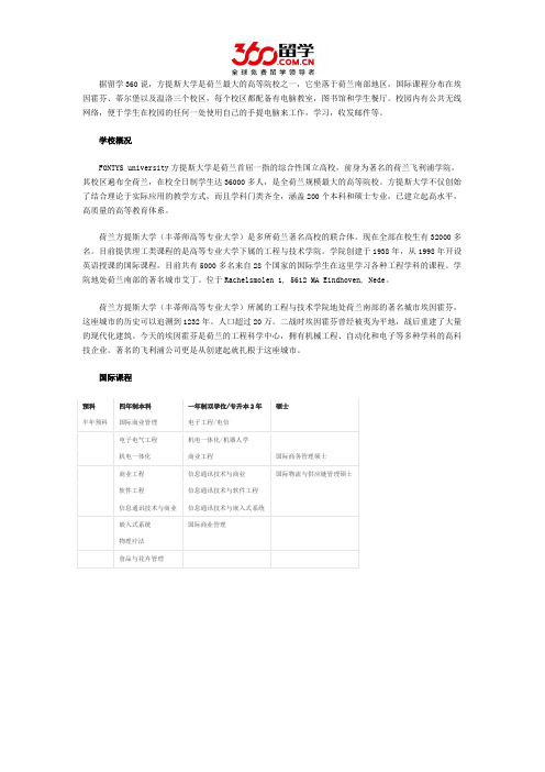 荷兰留学：方提斯大学国际课程