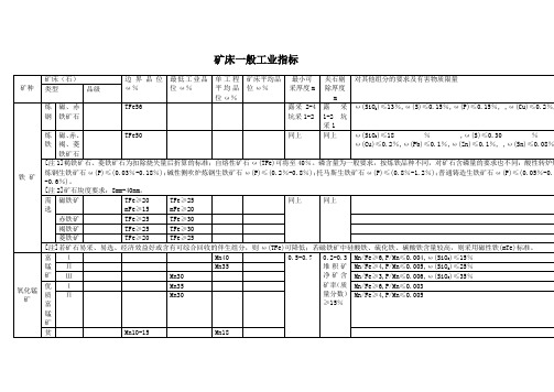 矿床一般工业指标