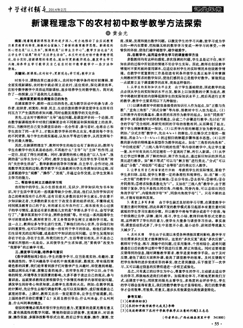 新课程理念下的农村初中数学教学方法探索
