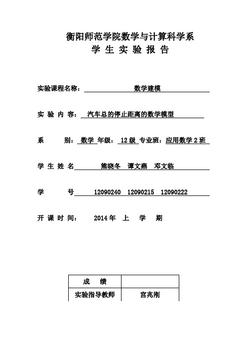 数模实验报告格式