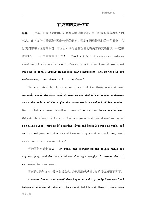有关雪的英语作文
