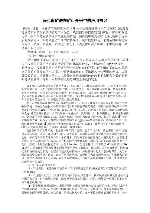 浅孔留矿法在矿山开采中的应用探讨