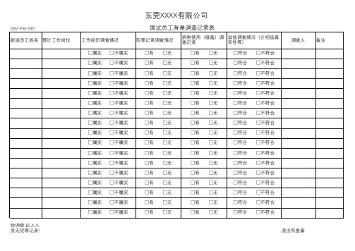 面试员工背景调查记录表(每月一次)