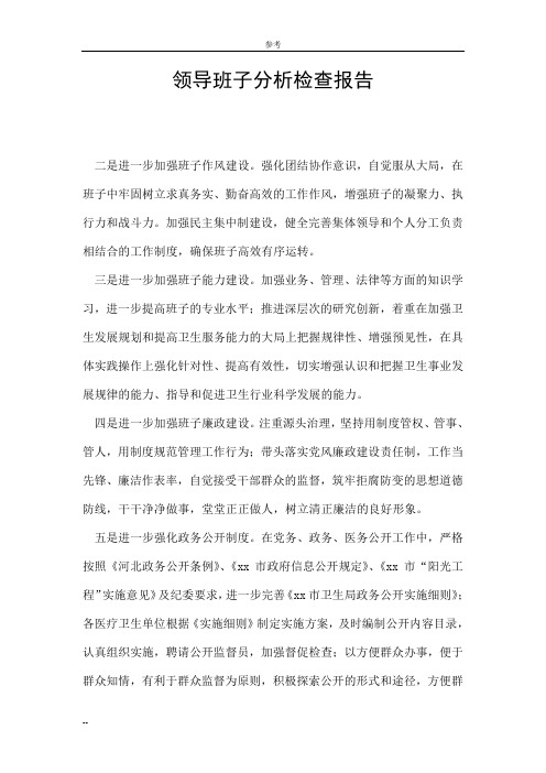 领导班子分析检查报告