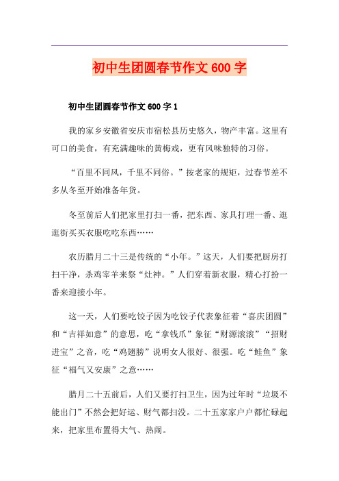 初中生团圆春节作文600字